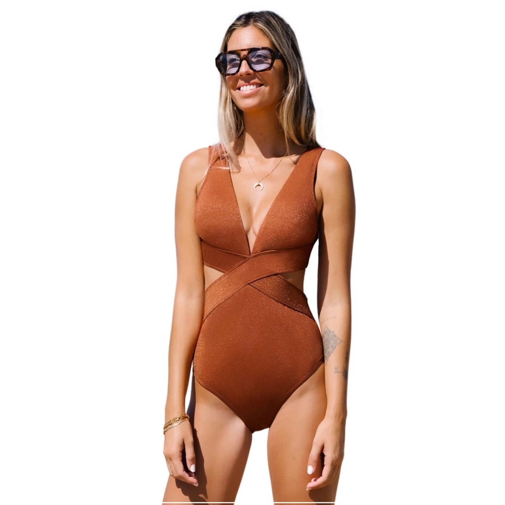 Cupshe solid halter one piece swimsuit